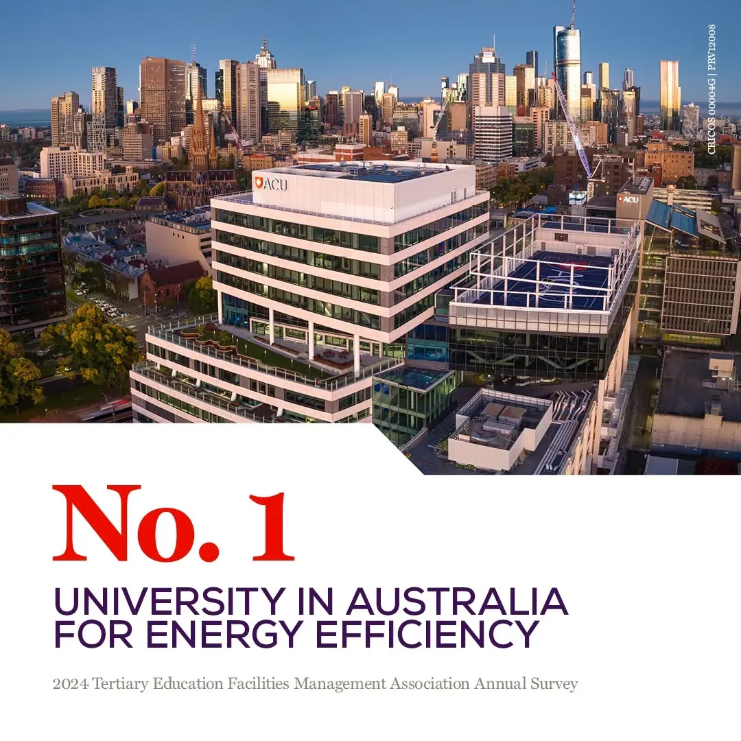 ACU has been ranked 1st among Australian universities for energy efficiency in the 2024 Tertiary Education Facilities Management Association annual survey.
That means ACU uses around half the energy per square meter of floor space compared to the average for the whole university sector.
Every action counts - and if there are actions you believe we should be taking to cut our energy use, drop your suggestion into the comments.
#ACUlife