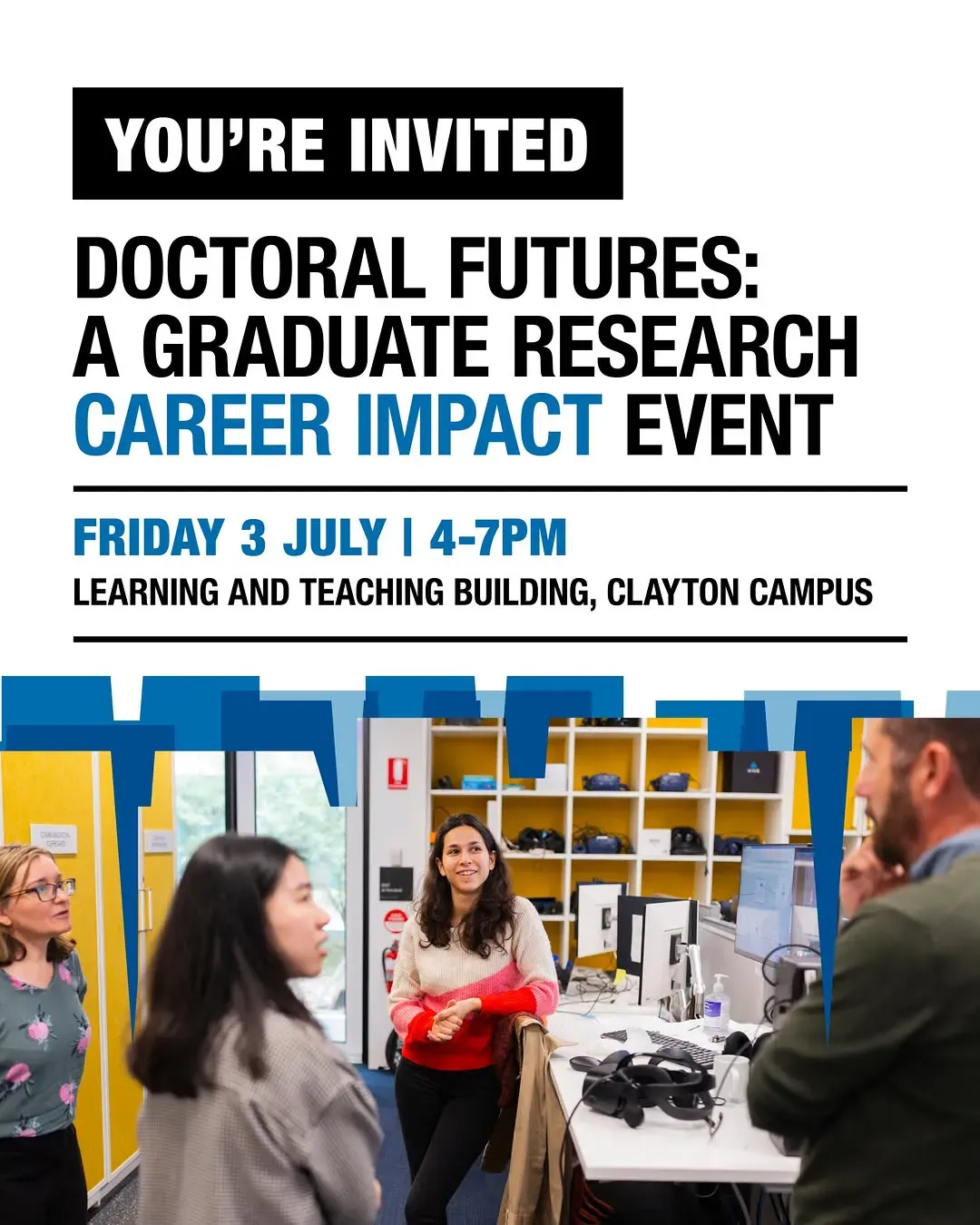 What happens after your PhD?
Find out at Doctoral Futures, a dedicated career impact event for graduate researchers exploring opportunities across academia, industry, startups, government, policy and social impact.
📍Clayton Campus
🗓️ Friday 3 July
⏰ 4–7pm
Hear from keynote speakers, connect with alumni and employers, take part in practical workshops and discover how your doctoral skills can create impact far beyond your research project.
Current PhD students are invited to register now 🔗☝️
#MonashUni #PhD #Doctorate