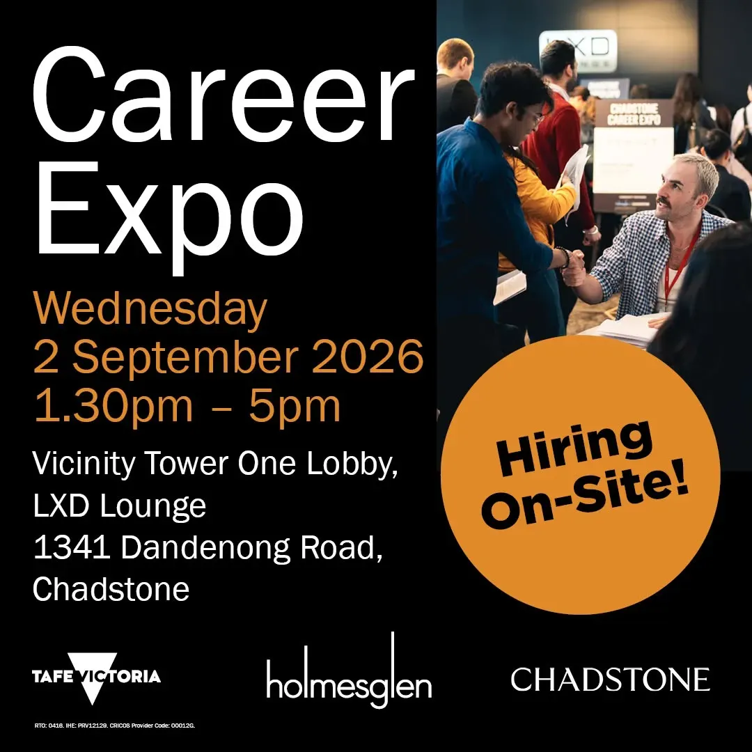 Two weeks until the 2026 Chadstone Career Expo.
- Meet with employers
- Access on-the-spot job opportunities
- Network
See you at @chadstone.au
📅 Wednesday 2 September, 1.30pm – 5pm
Limited spots available. Click the link in the bio to register. 🖱️