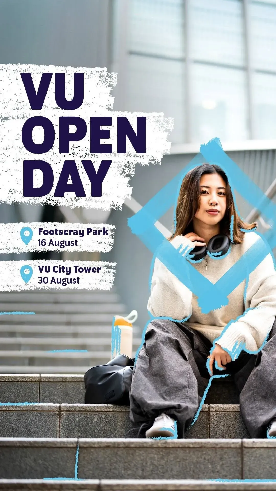 Save the date! 📅
Thinking about your next step? Join us at VU Open Day to explore courses, workshops and career pathways.
📍 Footscray Park — 16 August
📍 VU City Tower — 30 August
Discover what’s possible, meet our staff and students, and get a feel for life at VU.
More details to come soon.
Register now via the link in our bio 🩵